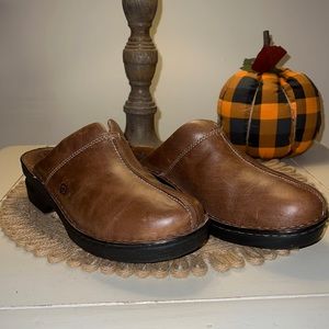 Born Tan Leather Mule Slide, Size 10 M